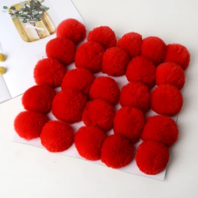 6 см DIY плюшевые шарики многоцветный мех помпон Детские аксессуары для волос ремесла гирлянда декоративные брелоки цветок домашний декор - Цвет: red