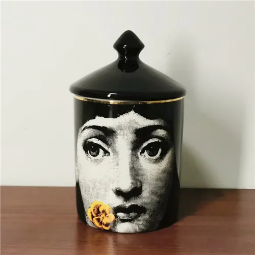 Классический подсвечник Fornasetti с черной крышкой керамический контейнер для хранения художественный подсвечник ретро корзины ручной работы для хранения баночек домашний декор - Цвет: 14
