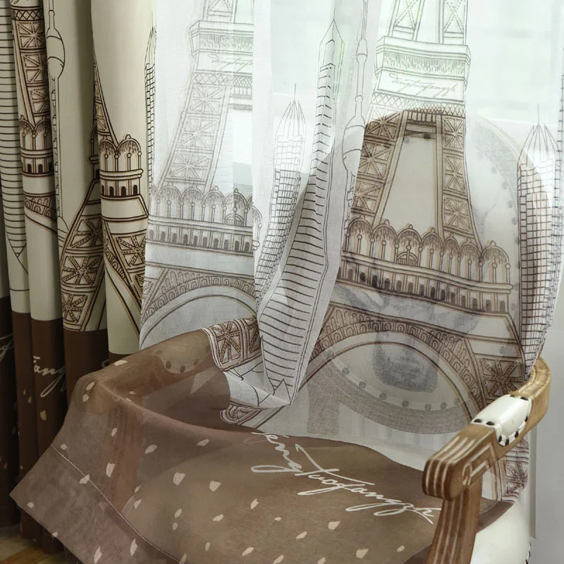 Tulle 02 Европейские и американские современные тюлевые шторы, Железные занавески с изображением башни, ткань для гостиной, светонепроницаемые шторы для спальни WP288#40 - Цвет: Tulle 02