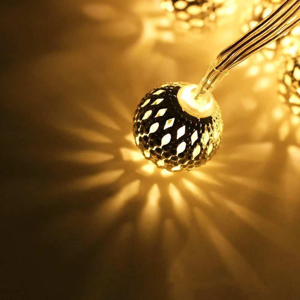 Наружные 3 м 10 светодиодов Солнечная светодиодная гирлянда с шариками