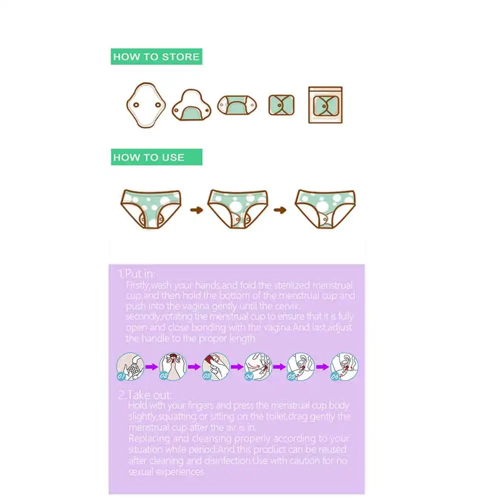 

Reusable Convenient Medical Grade Silicone Menstrual Cup and Washable Sanitary Charcoal Bamboo Menstrual Pad with Bag Lady Cup