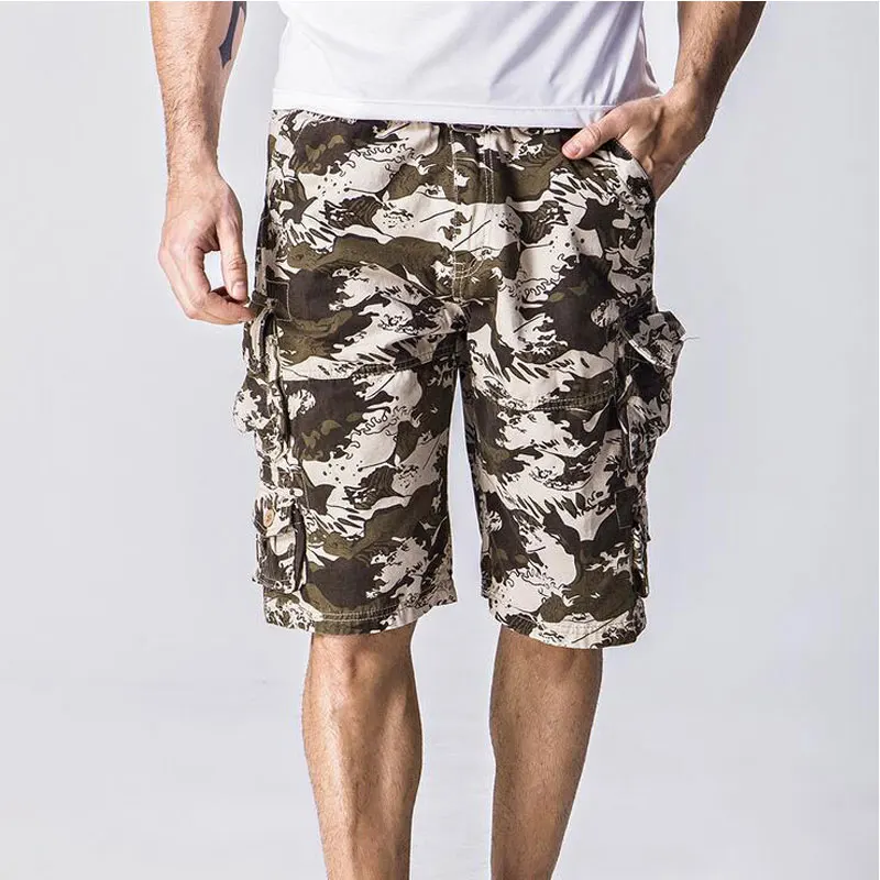 Шорты карго мужские с цветочным принтом модные камуфляжные прямые короткие