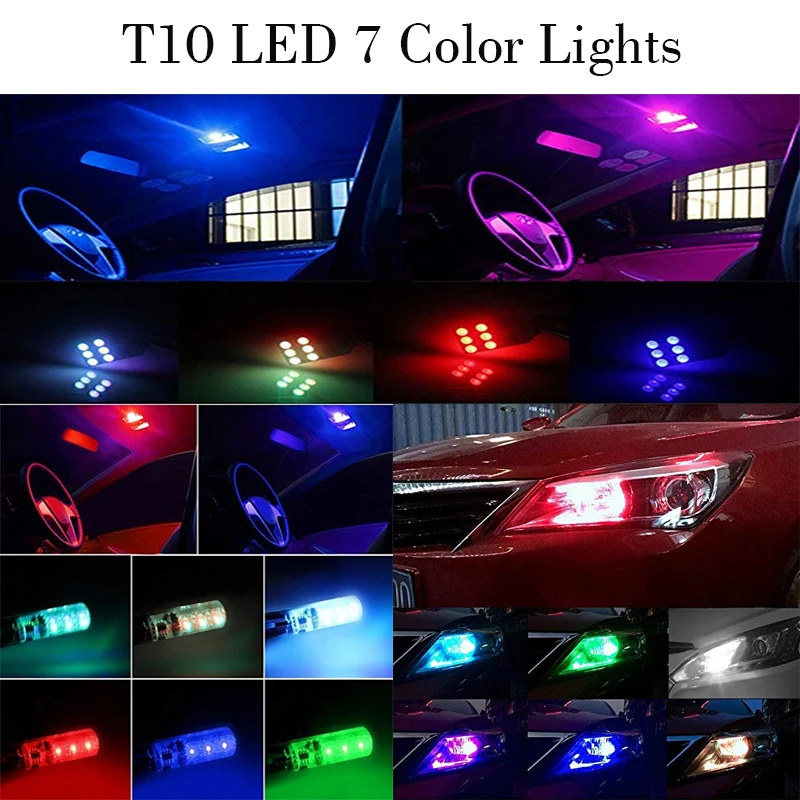 Автомобильная светодиодная лампа T10 12 SMD5050 RGB Led W5W в партии 2019|led light t10|light t10car led t10 |