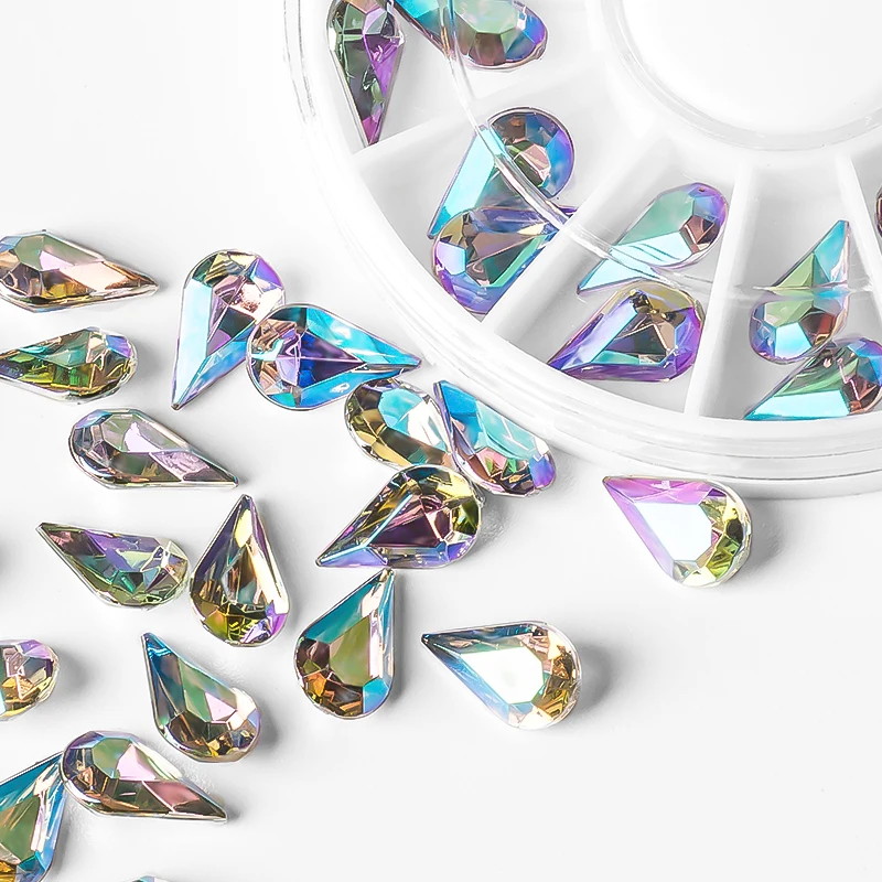 Mtssii 1 Box Glitter Crystal Nail Rhinestones Holographic Colorful Diamond Drop Water Shapes 3D Acrylic Manicure Decoration | Красота и