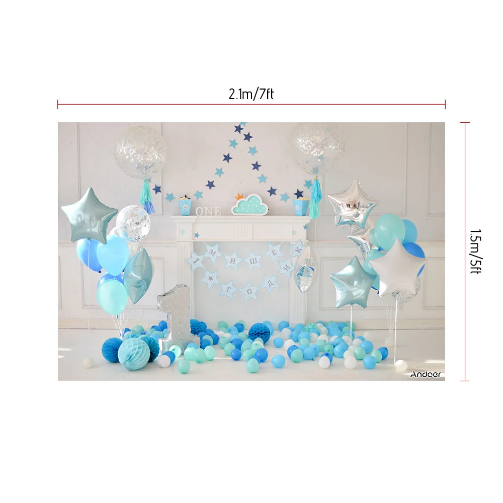 Andoer 2 1*1 5 м/7*5 футов фон для первого дня рождения воздушный шар торт фотография
