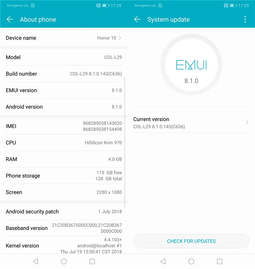 Глобальная версия Honor 10 4 Гб 128 ГБ Android 8,0 4G LTE смартфон 3D изогнутое стекло Kirin 970 процессор AI 5,8 дюйма 24,0 МП