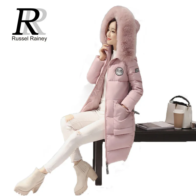 RR Женские Зимние Пальто Мода Длинные Искусственного Меха Воротник Капюшоном