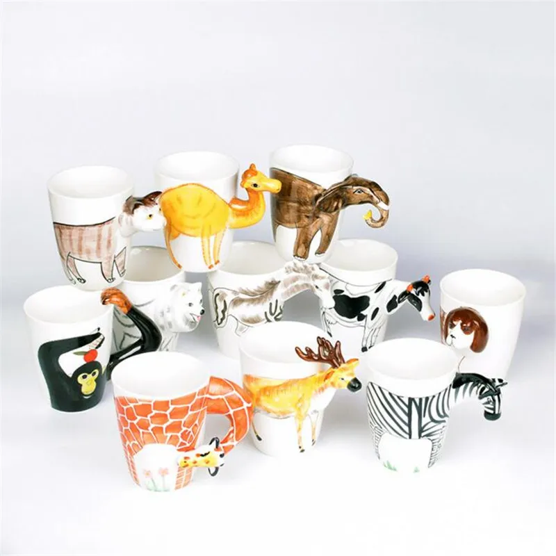 Домашняя керамическая чашка с 3d изображением животных ручная роспись кофе