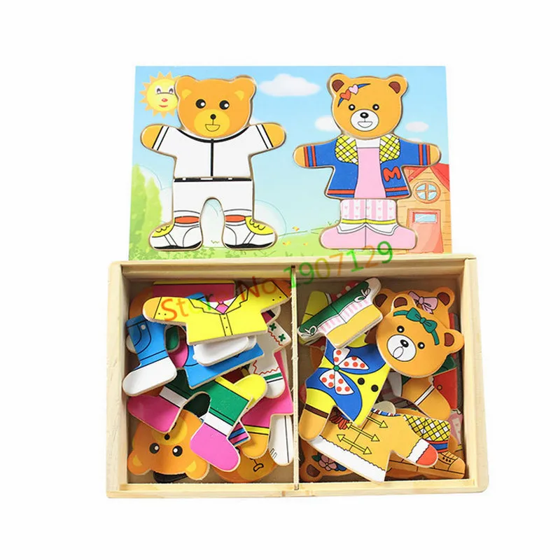 Деревянные игрушки для малышей 4 вида деревянное украшение медведь одевание