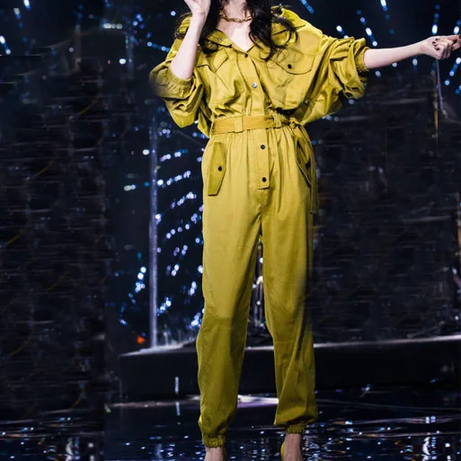 

Girl dress Women lady clothes yellow button clothes set