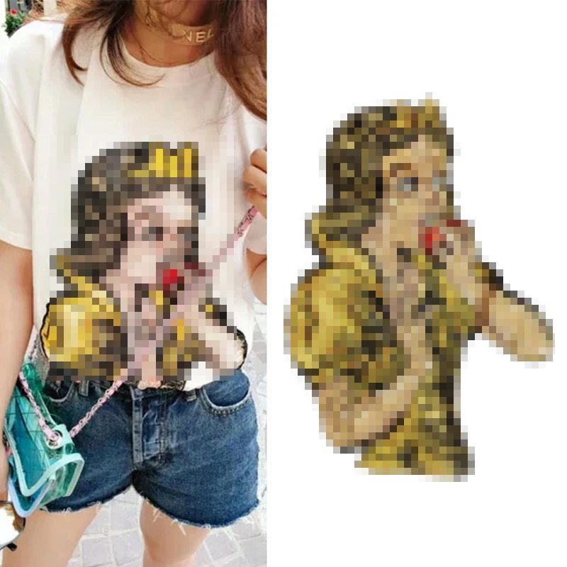 Вышивка патч голова аппликация белый снег принцесса ремесло ткань мотивы модный