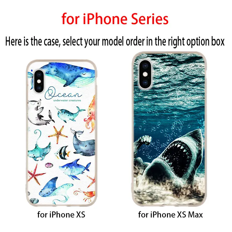 Океан в виде пасти акулы рыбы мягкий чехол для iPhone 12 11 Pro X XS Max XR 8 7 6 Plus 5s SE 2020 S 1 мини