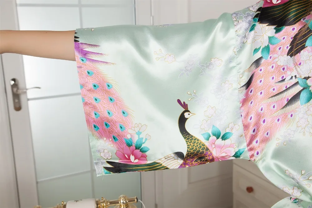 Халат кимоно Женский Свадебный с цветочным принтом короткая ночная рубашка для