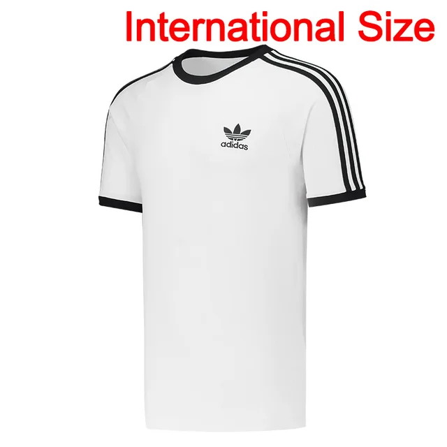 Мужская футболка с короткими рукавами Adidas Originals, черно-белая  спортивная футболка в 3 полоску, лето 2019 - купить по выгодной цене |  AliExpress