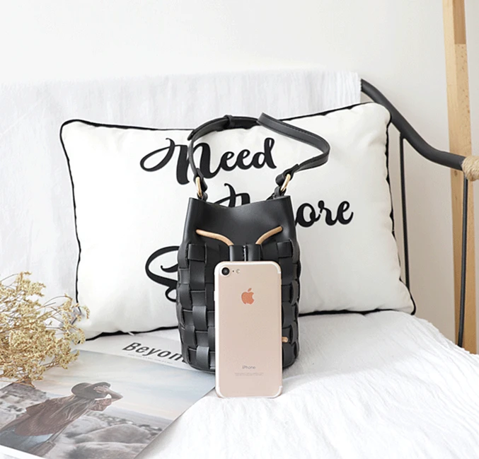 Вязаная крючком кожаная сумка-мешок Женская качественная вязаная сумка-слинг из