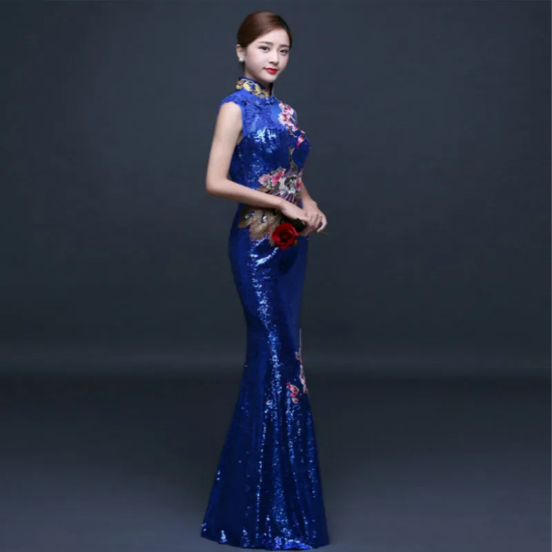 Red Chinese Wedding Dress Female Long Cheongsam Gold Slim Traditional Women Qipao for Party embroidery|women qipaos|long cheongsamchinese traditional