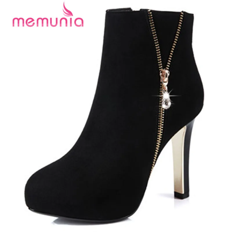 MEMUNIA 2020 new ankle boots for women fashion zipper elegant crystal autumn winter extreme high heels | Обувь