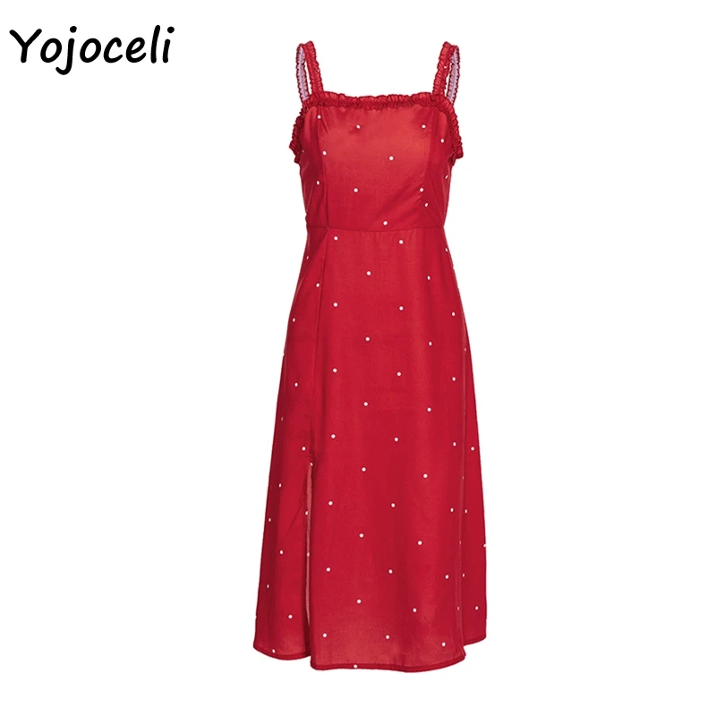Yojoceli/2019 летнее платье в горошек с принтом женское повседневное пляжное boho до