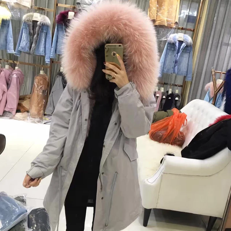 Пуховик женский зимний с большим воротником из натурального меха енота|coat gold|parka