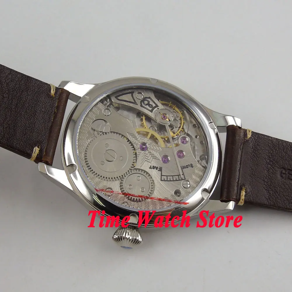 Мужские механические часы Parnis винтажные светящиеся с серым циферблатом