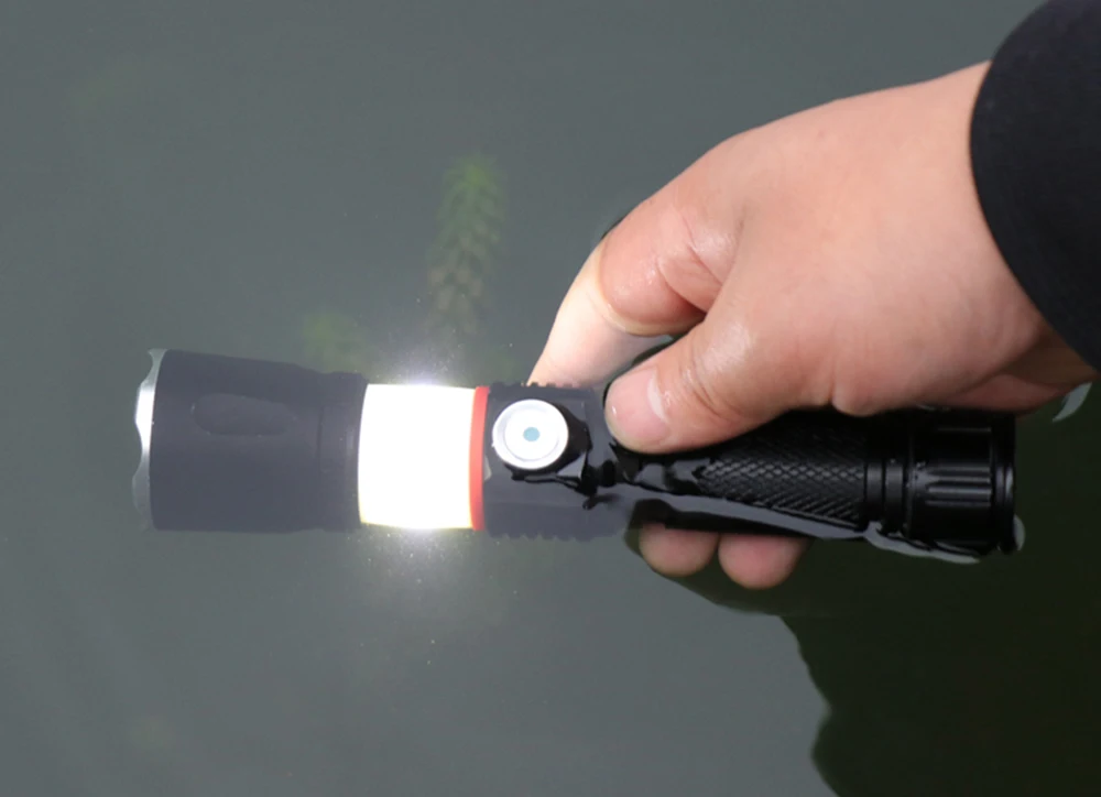 Usb зарядка высококлассный светодиодный фонарик окружающий COB лампа+ с магнитом на хвостовой части дизайн Поддержка зума 4 режима освещения водонепроницаемый фонарик