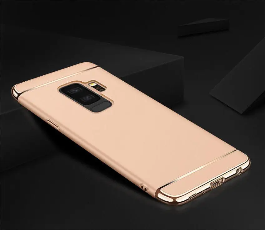 Роскошные 3 в 1 Жесткий ПК чехол для samsung Galaxy A8 плюс J4 J6 плюс J3 J5 J7 S6 S7 край S8 S9 Plus Note 9 Mate 8 крышка для A3 A5 A7 - Цвет: Gold