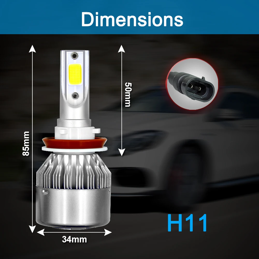 Новая улучшенная 2 шт. автомобильная лампа 7200lm LED H4 H7 9003 HB2 H11 H1 H3 H8 H9 880 9005 9006 H13 9004 9007