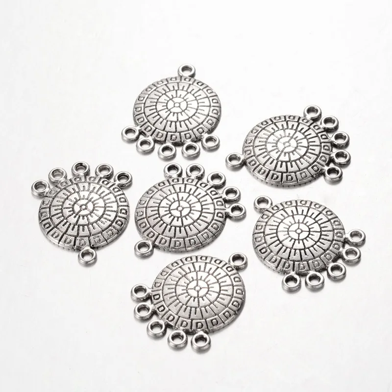 

200pcs 26x21x2mm Tibetan Style Flat Round Links Connector Necklace Dangle Earring Jewelry Making Findings,Antique Silver F60