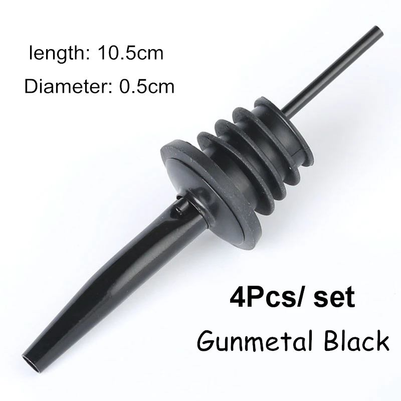 4pcs black 4 шт., нержавеющая сталь, бутылка для виски, ликера, масла, вина, разливная крышка, носик, пробка, диспенсер для рта, бармен, домашний бар, вечерние аксессуары - Цвет: 4pcs black