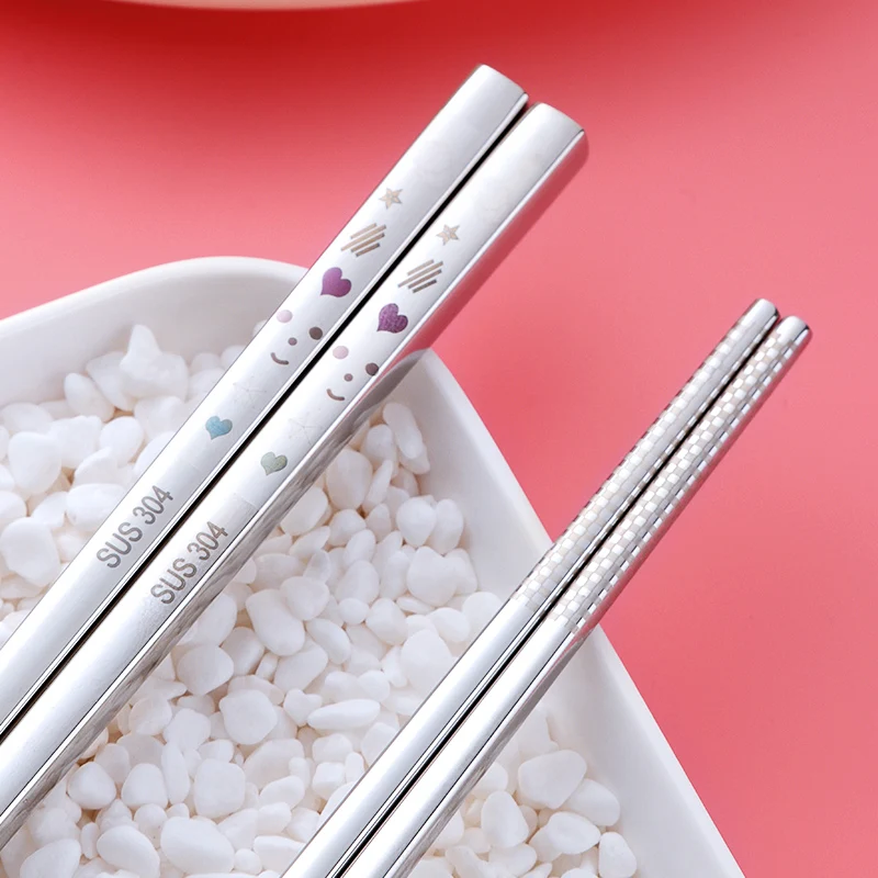 5 пар китайских палочек для еды из нержавеющей стали палочки Мультяшные