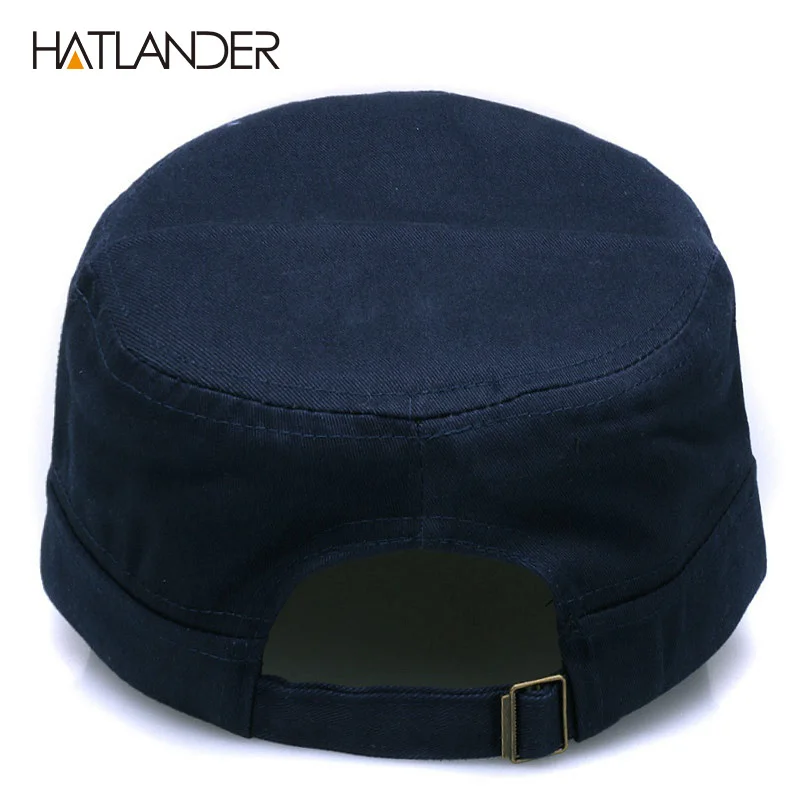 Фото [HATLANDER] новая модная простая хлопковая военная шапка унисекс, уличная однотонная шляпа от солнца, Регулируемая snapback gorra, пустой плоский Топ, а... №3