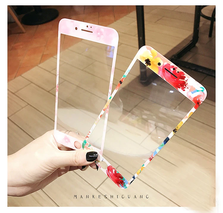 For iphone 7 7plus Luxury Peach blossom phone Cases Cover + Tempered Glass Screen Protector for iPhone 8plus 8 Flower Fudas |
