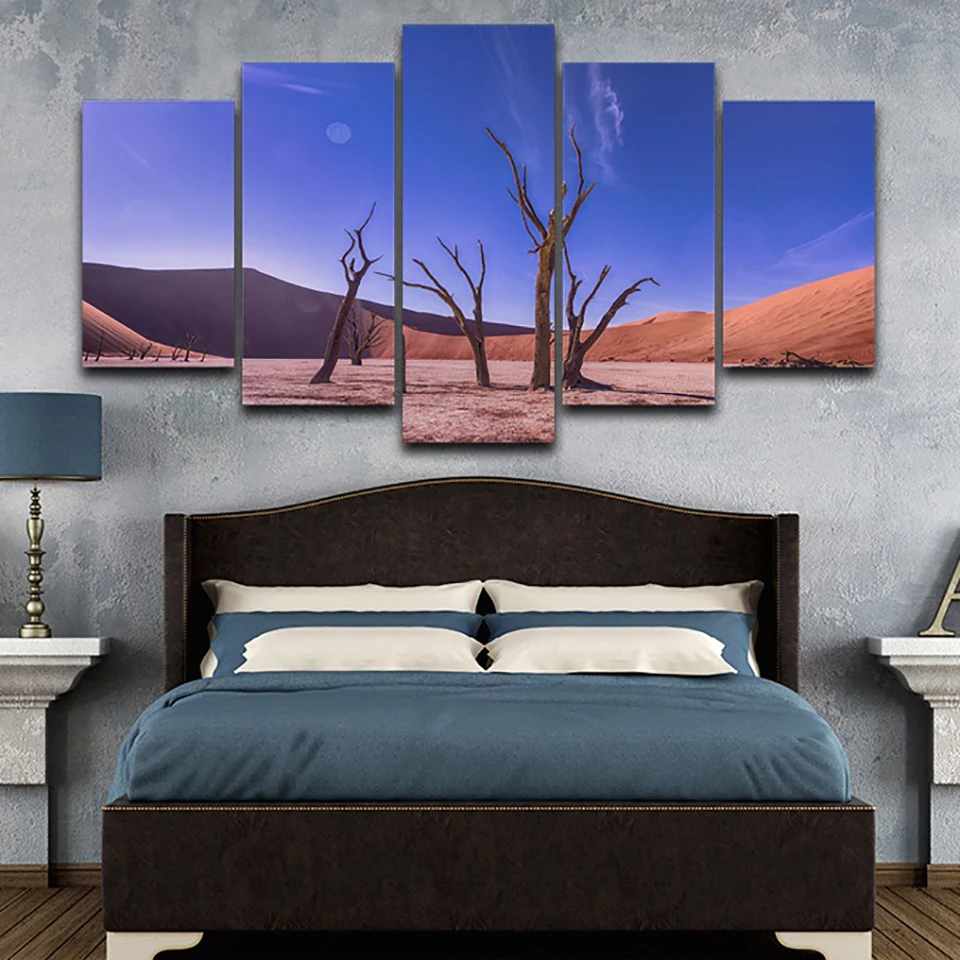 

Decor Living Room Modular HD Printed Pictures 5 Panel Dead Trees Desert Landscape Framed Wall Art Painting Canvas Poster Home