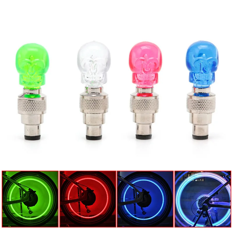 2 шт. Светодиодная лампа в форме черепа колпачок клапана на колесе шины для
