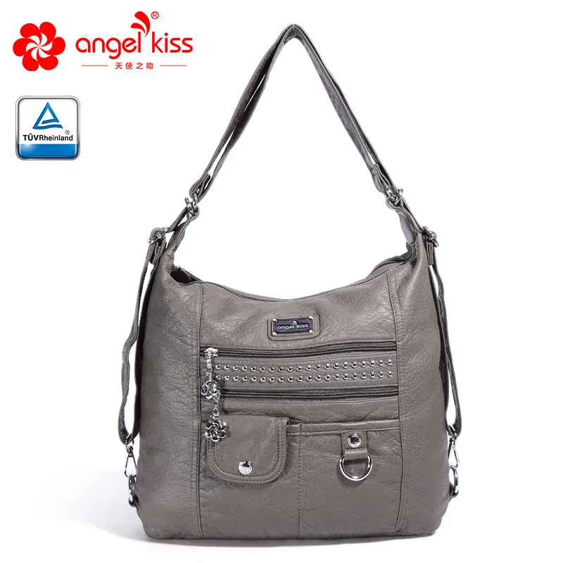Gray Angelkiss женская сумка из искусственной кожи женские сумки большие кожаные дизайнерские большие сумки-шопперы для женщин летние сумки через плечо - Цвет: Gray