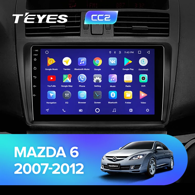 TEYES CC2 Штатная магнитола для Мазда 6 2 Mazda 6 2 3 GH 2006 2007 2009 2010 2012 Android 8.1, до 8-ЯДЕР, до 4+ 64ГБ 32EQ+ DSP 2DIN автомагнитола 2 DIN DVD GPS мультимедиа автомобиля головное устройство