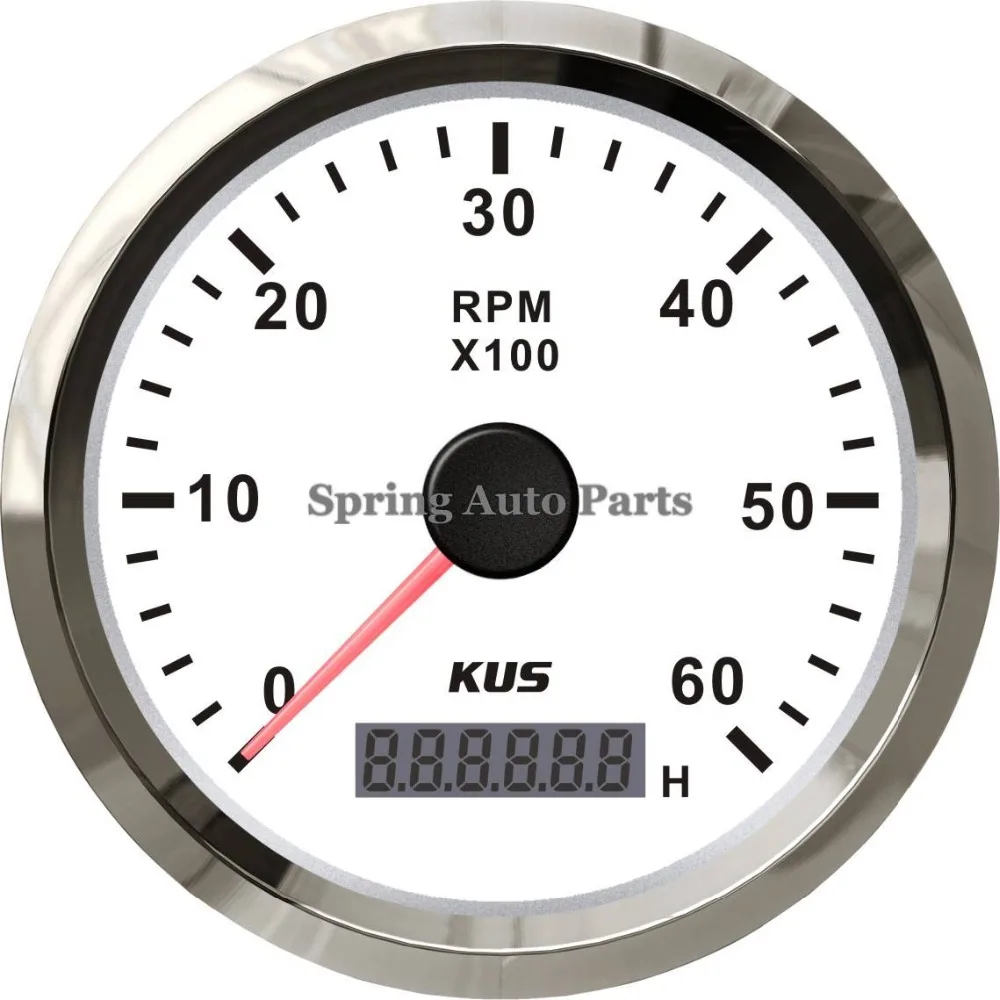 KUS High quality 85mm 3-3/8&quot white stainless steel bezel tachometer 0-6000RPM | Автомобили и мотоциклы