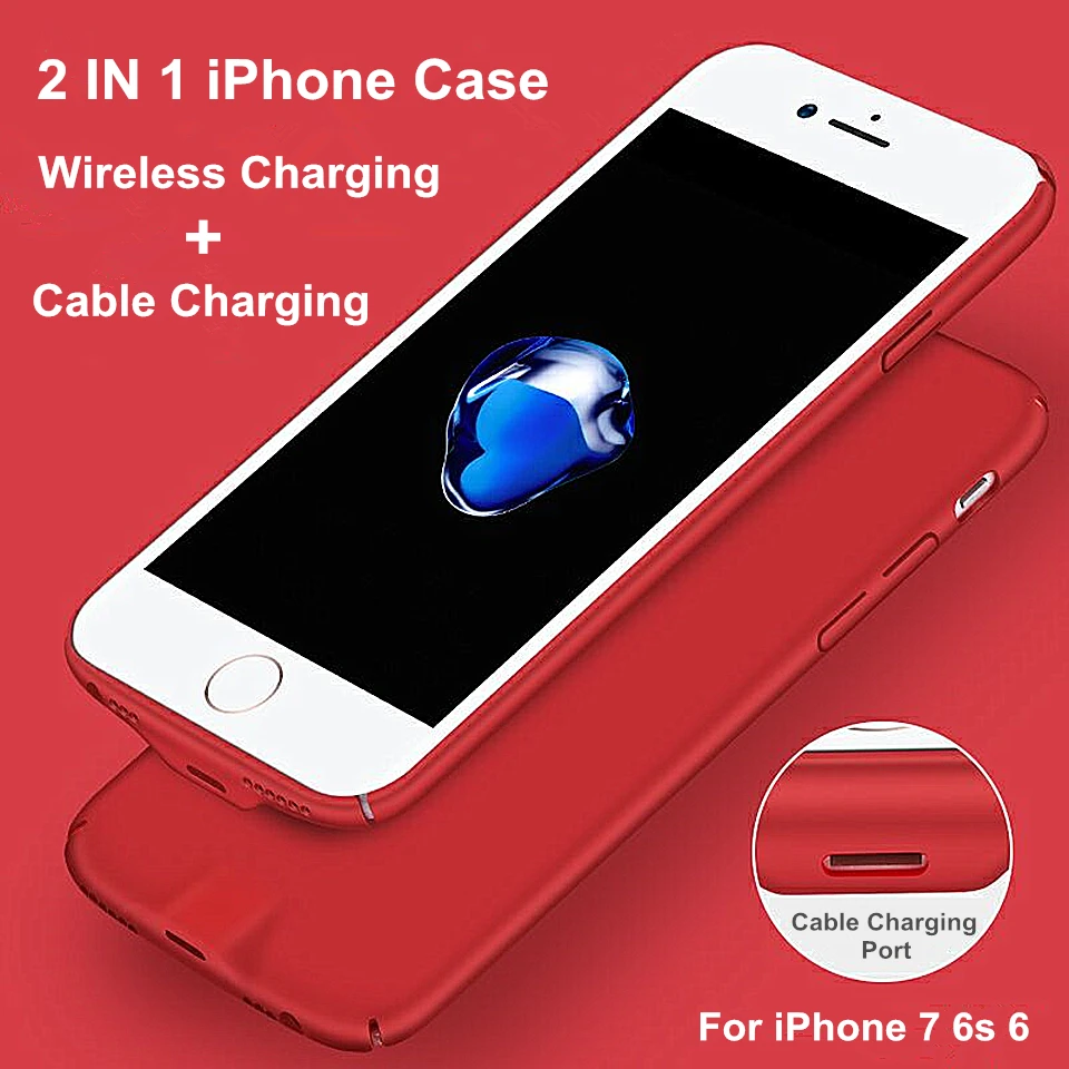 Amstar Qi Беспроводное зарядное устройство приемник чехол для iPhone 6 6S 7 Plus 4 5 дюймов