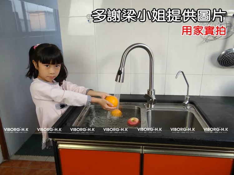 Виборг Делюкс 304 нержавеющая сталь бессвинцовый выдвижной спрей кухонный кран