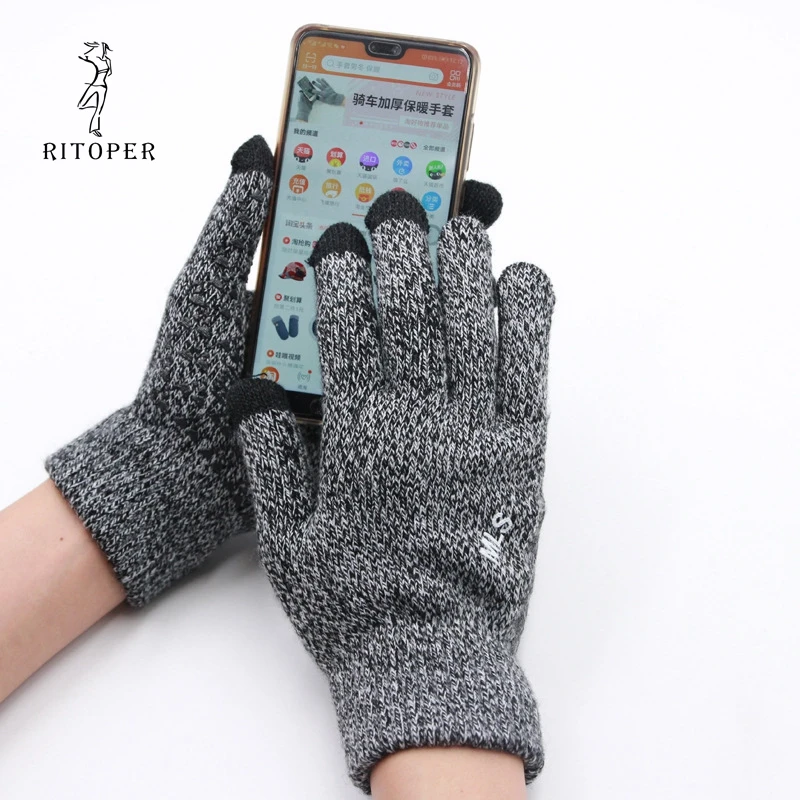 

RITOPER Winter And Fall Unisex Knitted Gloves Touch Screen Couple Warm Cold Protection Fashion Multiple Colour Gloves Affordable