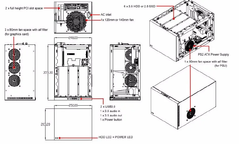 HCiPC J1900 6Bay Мини компьютер, NAS PC, J1900 NAS BareBone, 6Bay NAD HDD корпус, P401-1 HCNAS(Node6)+ Motheboard+ 8G ram