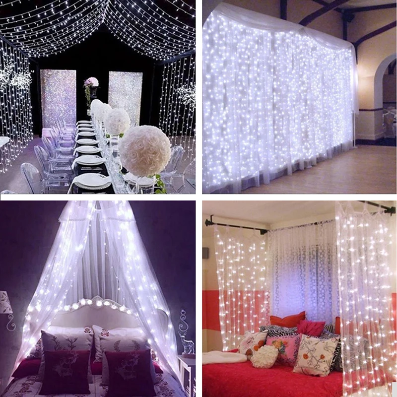 Светодиодный Сказочный светильник для свадьбы, Рождественская гирлянда, светильник-гирлянда, занавеска для улицы, Нового года, дня рождения, вечеринки, украшения сада