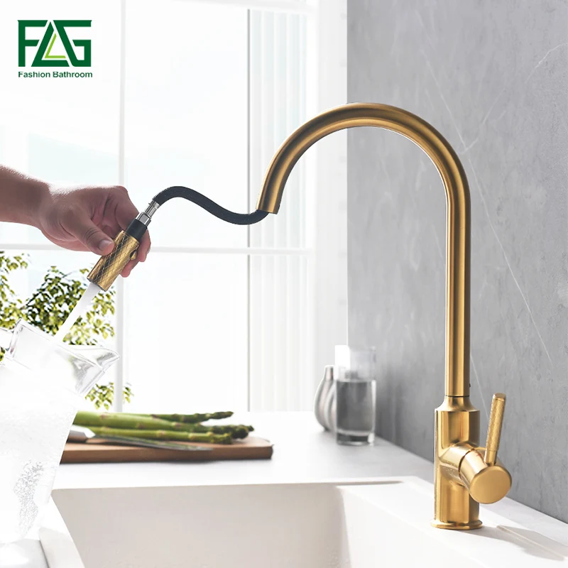 Кухонный Смеситель FLG 1076 33BG Выдвижной черный кухонный кран с одной ручкой Поворот