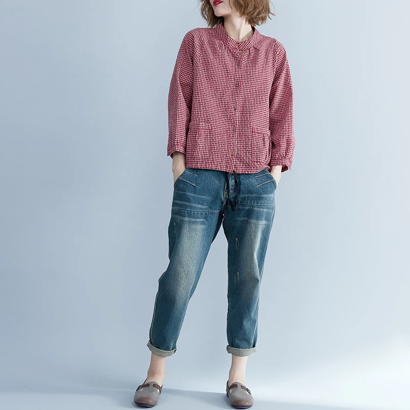 Весенняя Новинка женская блузка со стоячим воротником и длинными рукавами