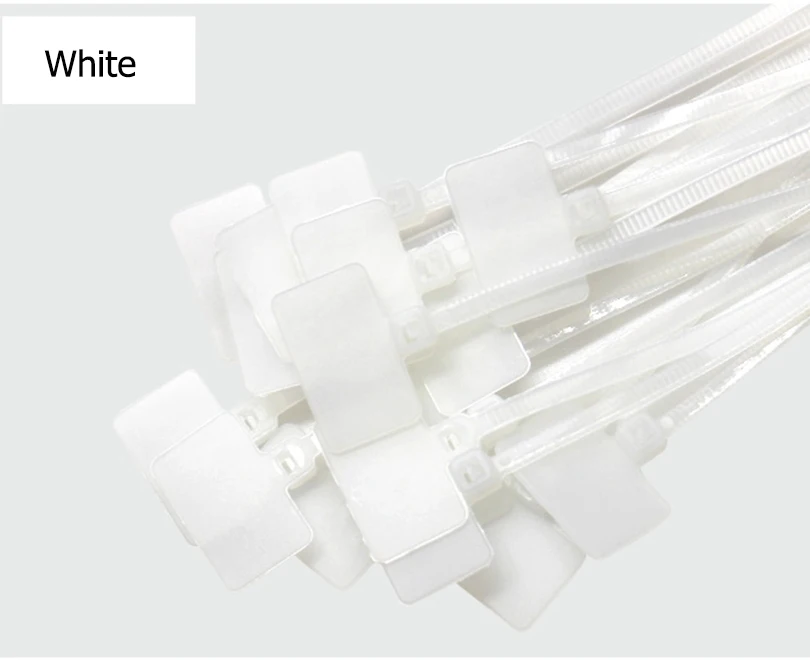 100PCS White 100 шт. Easy mark 4*150 мм нейлоновые кабельные стяжки бирки пластиковые петли бирки маркеры Кабельные бирки самофиксирующиеся стяжки на молнии - Цвет: 100PCS White