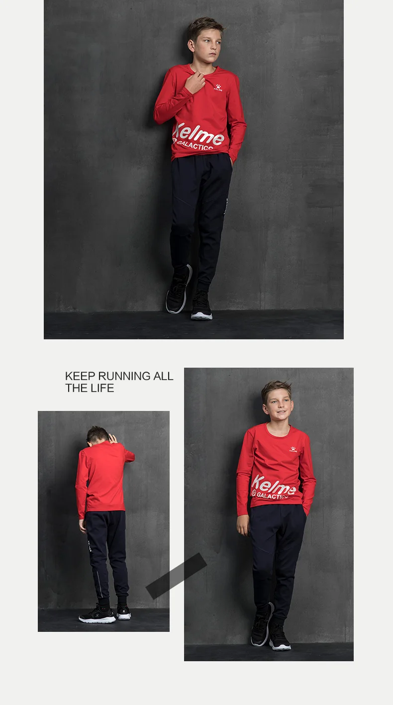 KELME/дизайнерский Детский свитер; хлопковая Футболка для мальчиков; детская одежда с длинными рукавами; 3973009