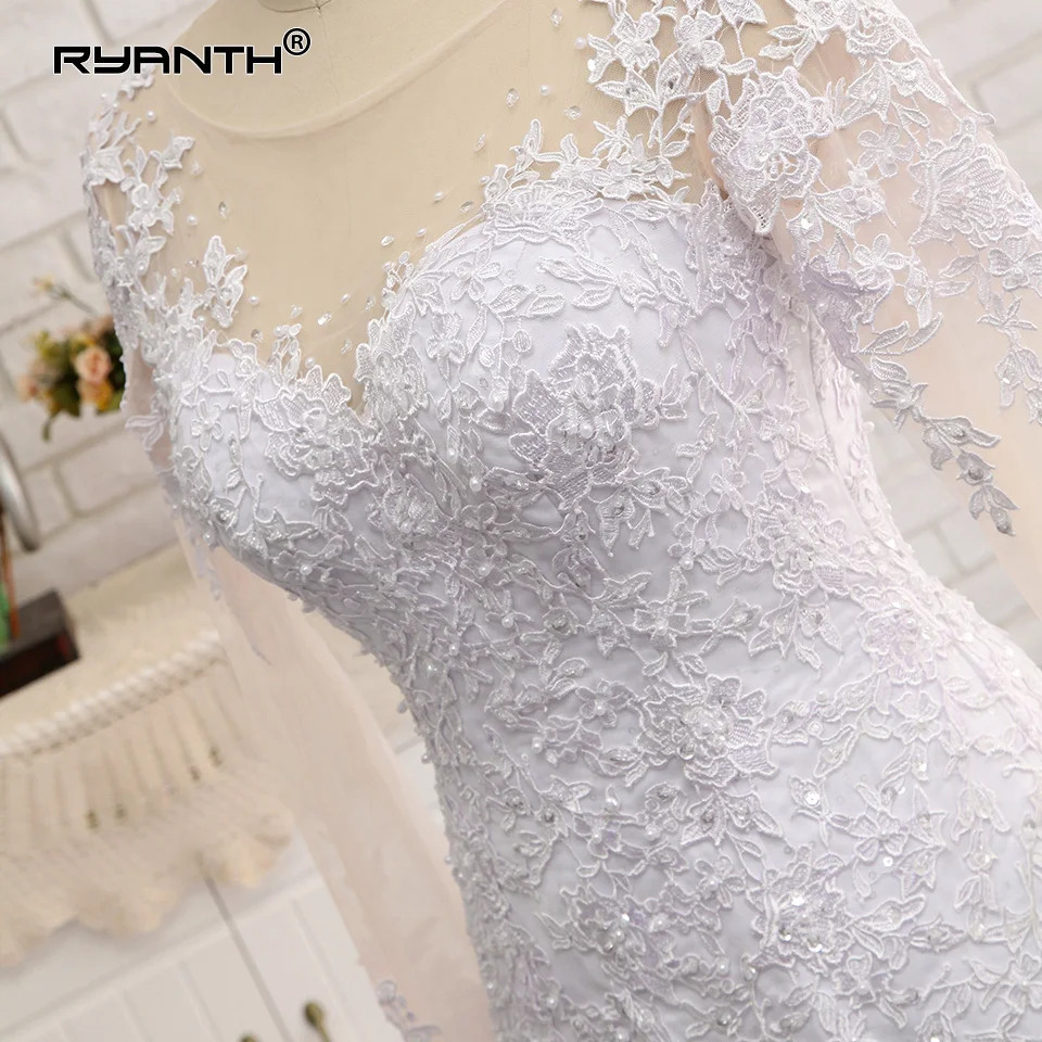 Vestido de Noiva высокое качество Средний Восток Русалка Свадебные платья сексуальные длинные рукава кружевное свадебное платье Robe de mariage