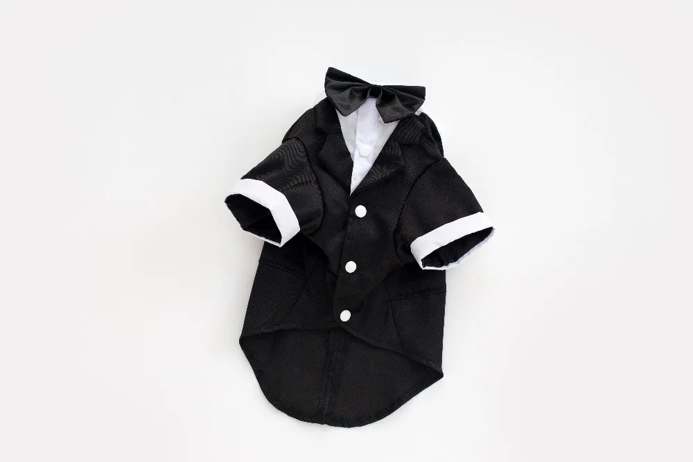 Black Dog Tuxedo Suit Puppy Wedding Clothes Doggie Costume Prince Cute Gentleman Bow Tie | Дом и сад
