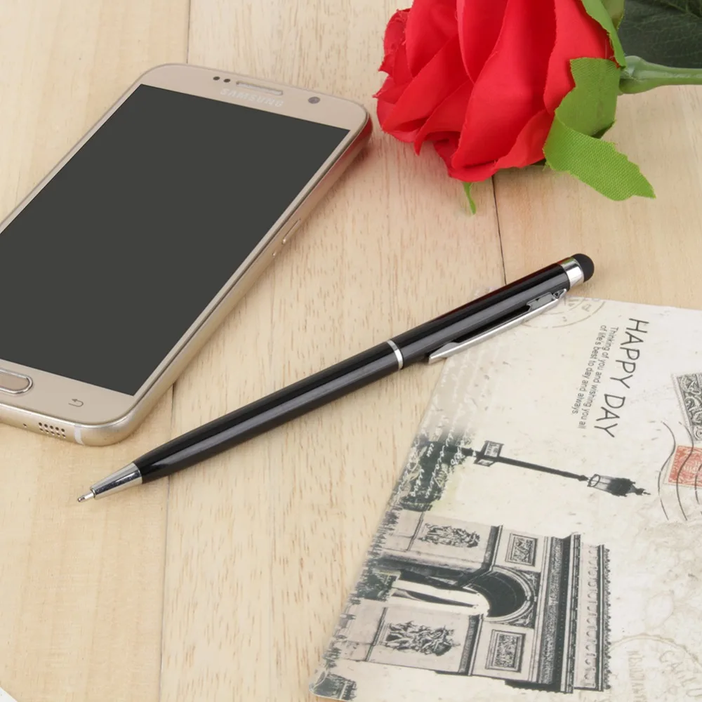 5 шт./лот 2 в 1 металлический емкостный сенсорный экран Стилус Шариковая ручка для