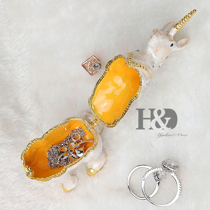 Маленькая безделушка H & D с единорогом откидная шкатулка фигурка животного